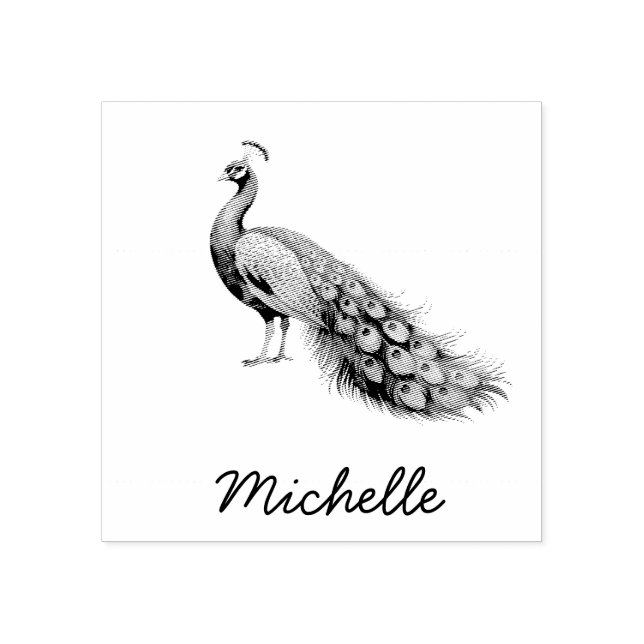 Tampons Encreurs Nom personnalisé moderne tendance Peacock (Impression)