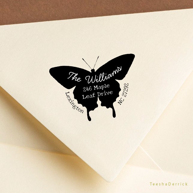 Tampons Encreurs Notre nouvelle maison Faire-part Adresse de retour (Our New House Announcement Cute Butterfly shape or Wedding RSVP Return Address Rubber Stamp)