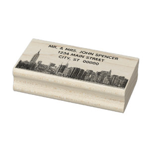 Tampons Encreurs NYC Wide Skyline Etted Name Adresse de retour