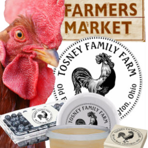 Tampons Encreurs Oeuf Carton Nom de la ferme coq