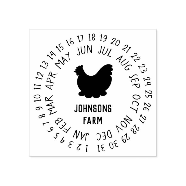 Tampons Encreurs Oeufs frais de ferme Carton Date Roue (Impression)