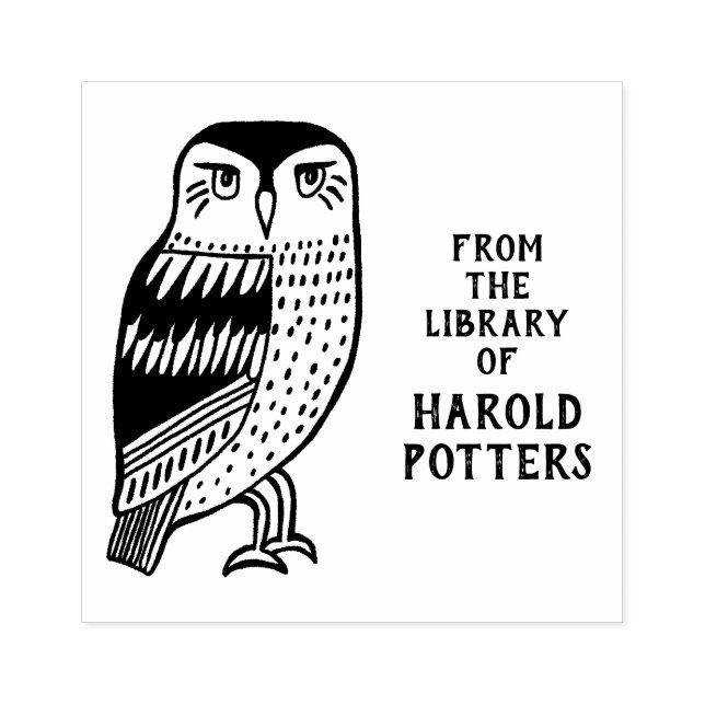 Tampons Encreurs Oiseau de chouette de la bibliothèque PERSONNALISÉ (Impression)