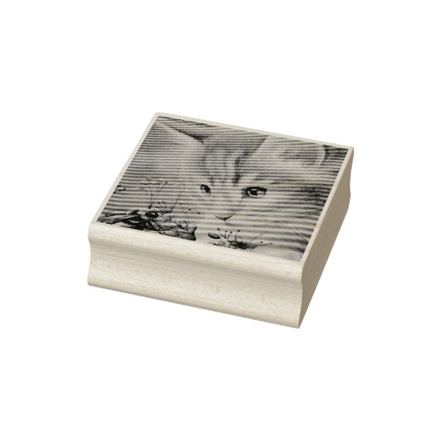 Tampons Encreurs Orange Tabby Kitten & Bumblebee Aquarelle Art (Tampon)