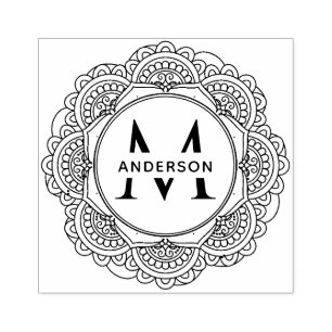 TAMPONS ENCREURS ORNATE CLASSIQUE MANDALA MONOGRAM PERSONNALISÉ NOM