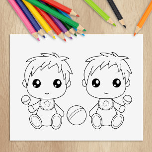 Tampons Encreurs Page de coloriage Twins Baby Boys