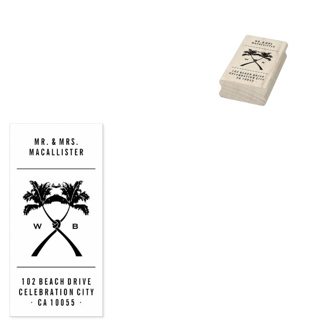 Tampons Encreurs Palmiers noués Destination Tropicale Mariage (Tamponné)