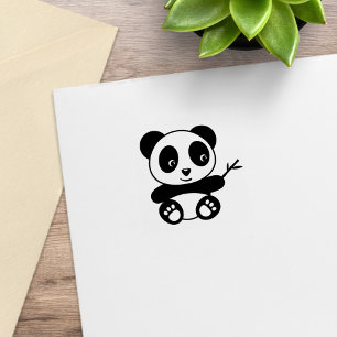 Tampons Encreurs Panda minuscule mignonne tenant un bambou 1x1