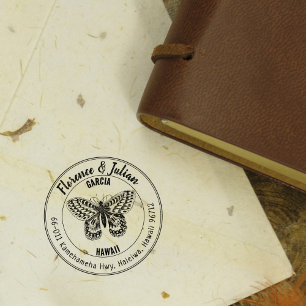 Tampons Encreurs Papillon vintage Adresse de retour cercle de famil