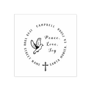 Tampons Encreurs Peace Love Joy   Christian Dove Adresse de retour