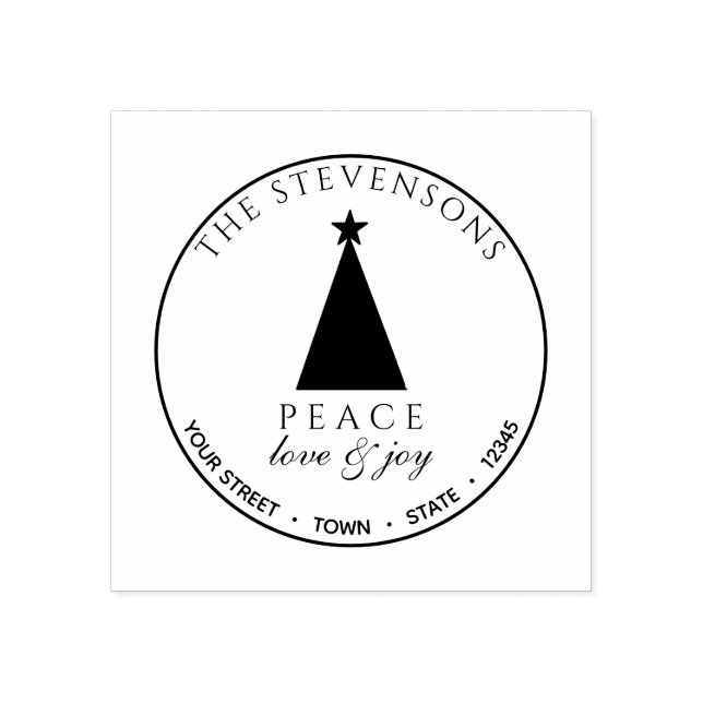 Tampons Encreurs Peace Love & Joy, Christmas Tree Retourner l'adres (Impression)