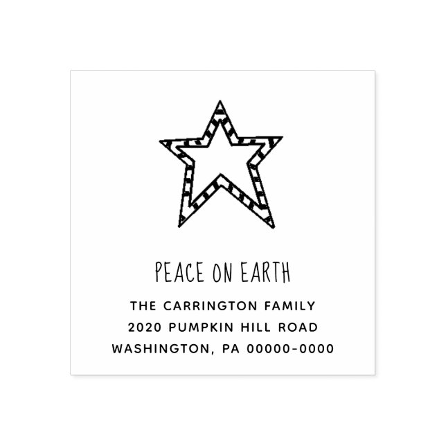 Tampons Encreurs Peace on Earth Star Nom manuscrit Adresse (Impression)