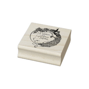 Tampons Encreurs Peacock Dans Cadre Rond Art Nouveau Ex Librairie N