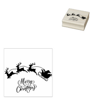 Tampons Encreurs Père Noël à Sleigh Joyeux timbre de Noël