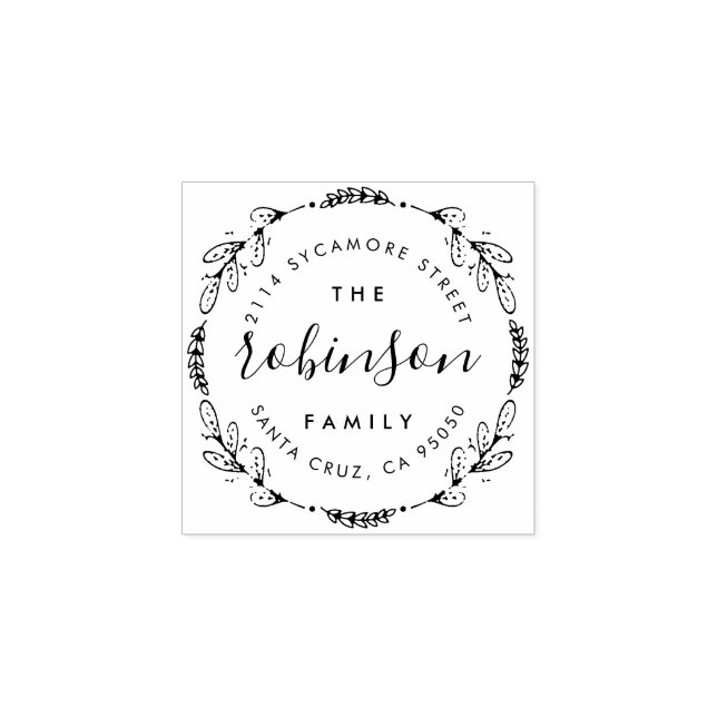 Tampons Encreurs Personnalisé Elegant Rustique Nom de famille Adres (Impression)