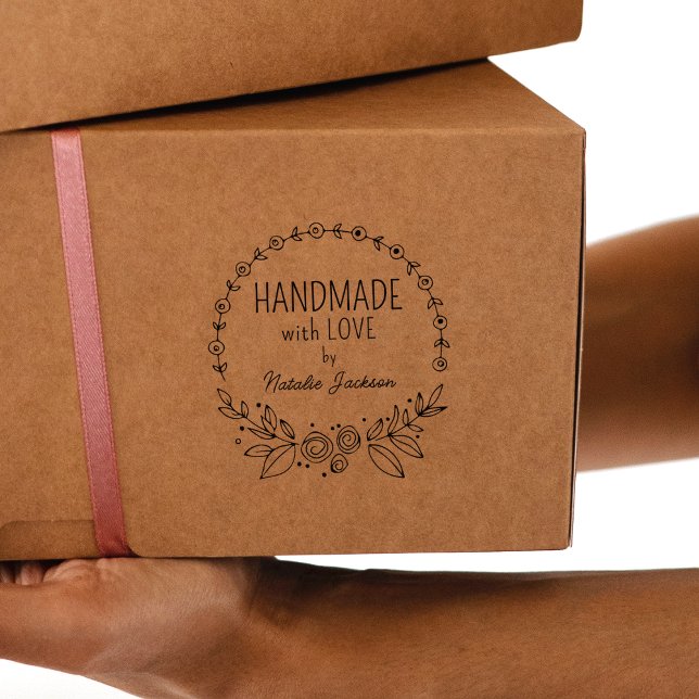 Tampons Encreurs Personnalisé fait à la main avec amour, Floral (Créateur téléchargé)