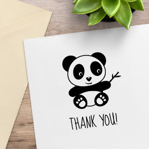 Tampons Encreurs Petit Panda mignon tenant un Merci en bambou