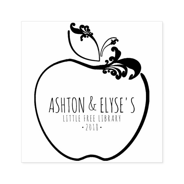 Tampons Encreurs petite bibliothèque libre fleurit timbre pomme (Impression)