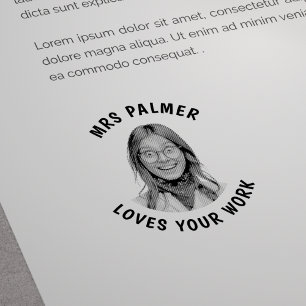 Tampons Encreurs Photo de visage d'enseignant personnalisée approuv