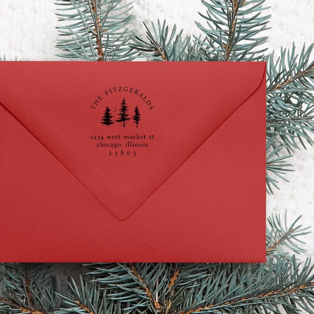 Tampons Encreurs Pins de Noël Nom de famille Adresse de retour (Créateur téléchargé)