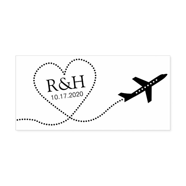 Tampons Encreurs Piste cardiaque de l'avion avec Monogramme Mariage (Impression)
