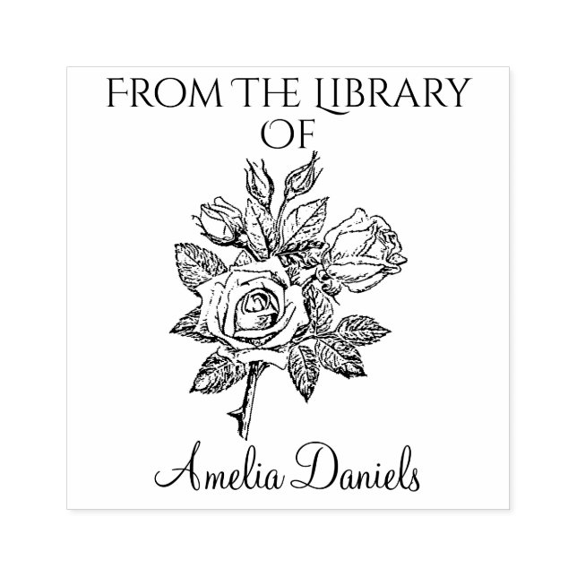 Tampons Encreurs Plaque Rose Vintage Monogramme (Impression)