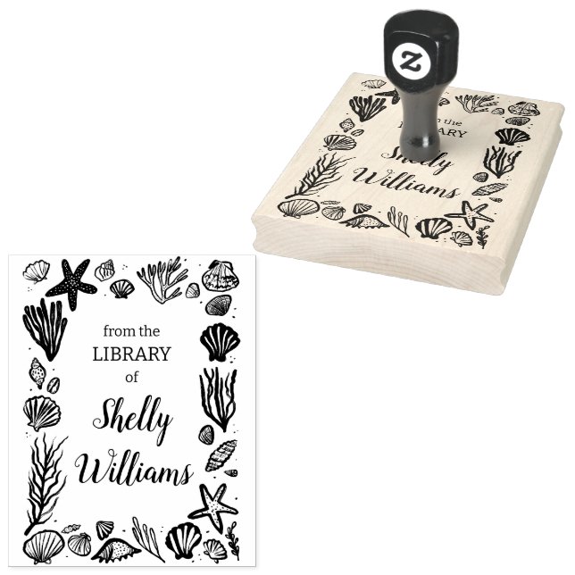 Tampons Encreurs Plate-forme Seashell Frame Custom Ex Libris (Tamponné)