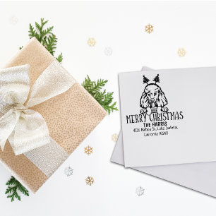 Tampons Encreurs Poodle Chien Joyeux Noël Adresse de retour
