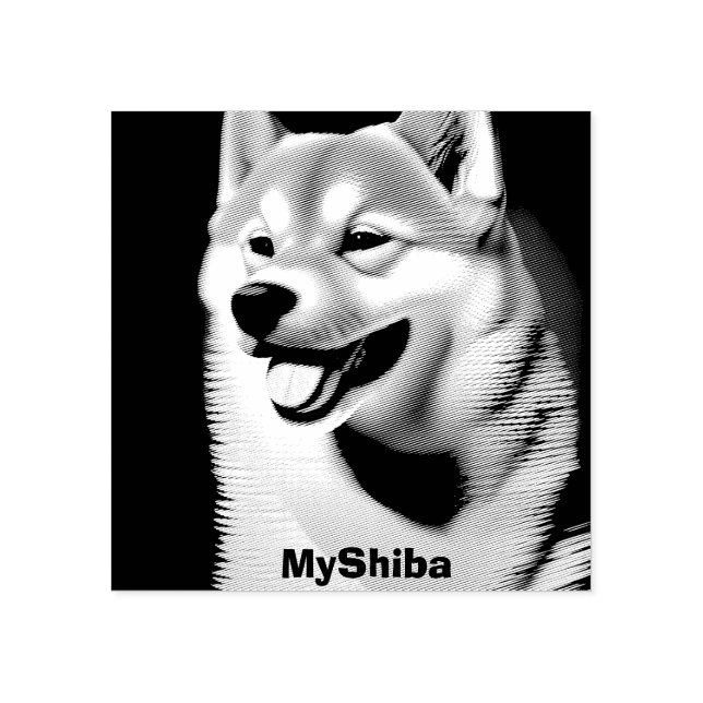Tampons Encreurs Portrait personnalisé Shiba Photo et nom (Impression)