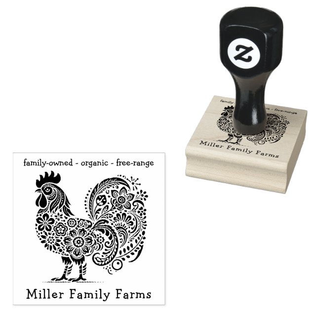 Tampons Encreurs Poulet Floral Agriturismo OEufs frais Carton perso (Tamponné)