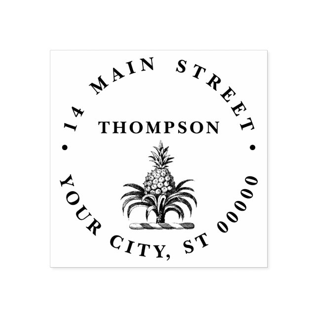 Tampons Encreurs Preppy Heraldic Ananas Crest Nom Adresse (Impression)