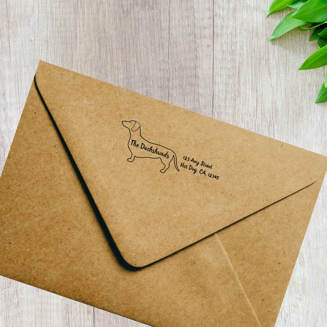 Tampons Encreurs Profil Dachshund personnalisé (Cute personalized dachshund rubber return address stamp. Available in multiple sizes.)