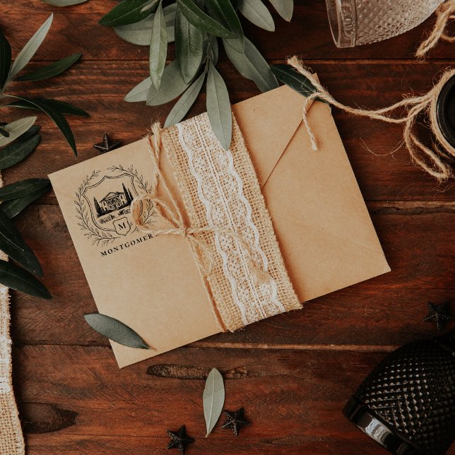 Tampons Encreurs Propriété Laurel Shield | Monogramme mariage (Créateur téléchargé)