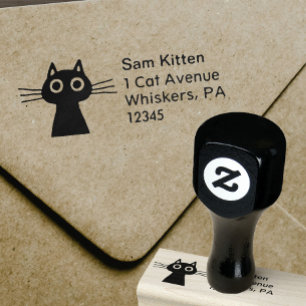 Tampons Encreurs Quirky Cute Kitty Cat avec adresse de retour