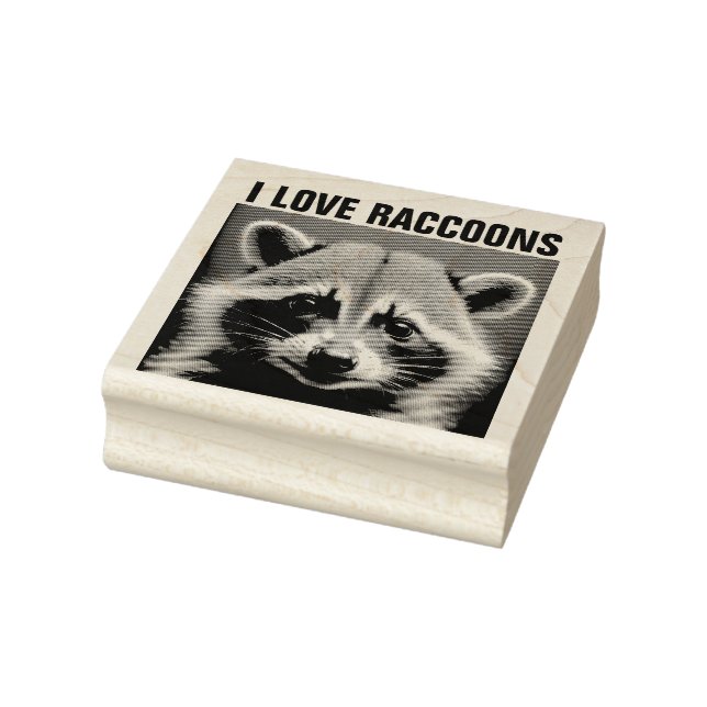 Tampons Encreurs RACCOON 'I LOVE RACCOONS' Timbre en caoutchouc boi (Tampon)