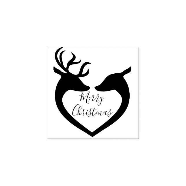 Tampons Encreurs Reindeer moderne Coeur Joyeux Noël Noms Caoutchouc (Impression)