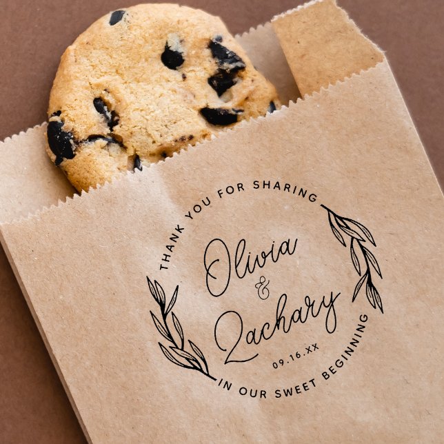 Tampons Encreurs Remerciement de mariage circulaire de script moder (Modern Script Circular Wedding Thank You Rubber Stamp)