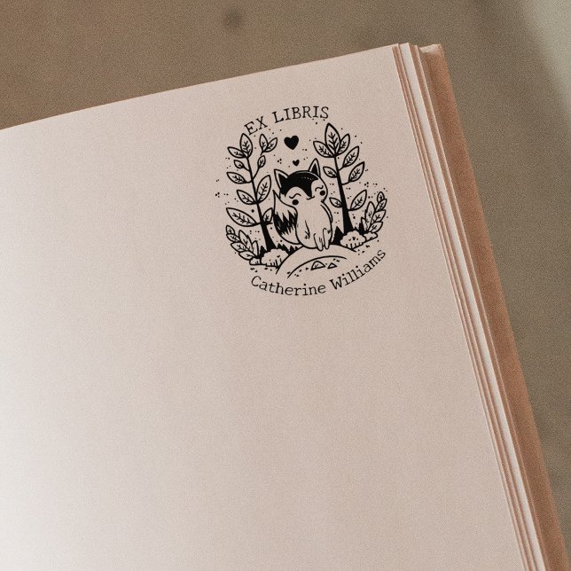 Tampons Encreurs Renard de forêt mignon, Ex Libris de bibliothèque (Créateur téléchargé)