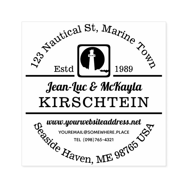 Tampons Encreurs Retour Adresse Phare nautique Bord de mer Océaniqu (Impression)