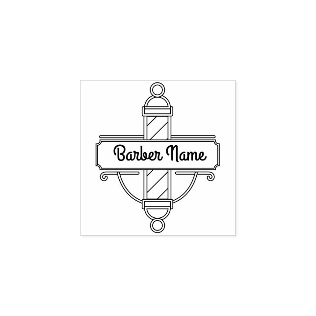 Tampons Encreurs Retro Logo Pole Barbershop (Impression)