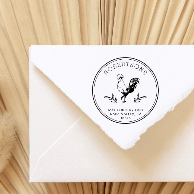 Tampons Encreurs Rooster rustique | Adresse de retour du nom de fam (Créateur téléchargé)