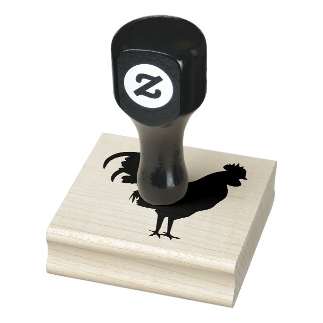 Tampons Encreurs Rooster Silhouette Design Timbre en bois (Tampon)