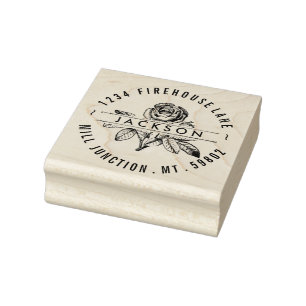 Tampons Encreurs Rose vintage Dans Le Timbre D'Adresse De Retour Ci