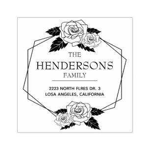 Tampons Encreurs Roses blanches vintages avec cadre moderne