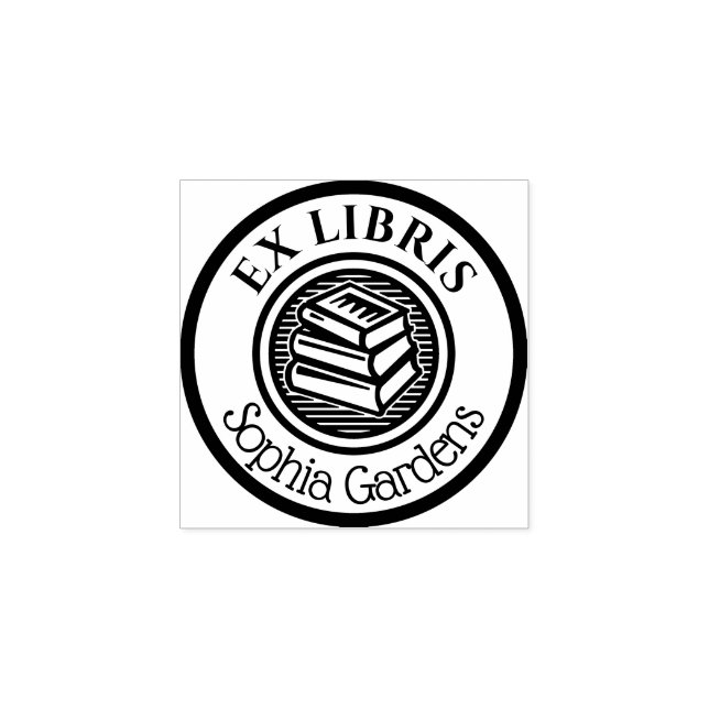 Tampons Encreurs Round Ex Libris empilés Livres Motif (Impression)