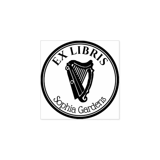 Tampons Encreurs Round Ex Libris - Harp Motif (Impression)