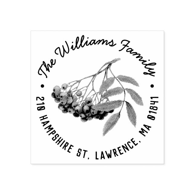 Tampons Encreurs Rowan Berry Branch Adresse de retour Timbre (Impression)