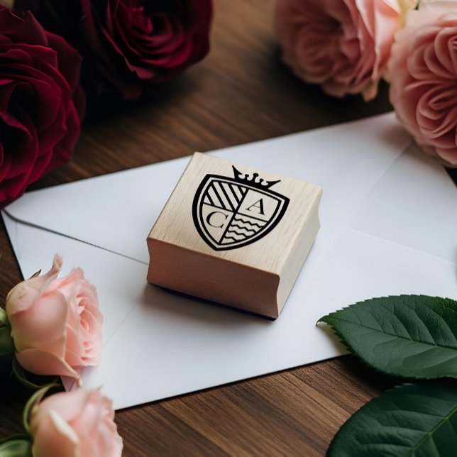 Tampons Encreurs Royal Muse Médiéval Couronne Monogramme Crest Mari (Royal Muse Medieval Crown Monogram Crest Wedding Rubber Stamp)