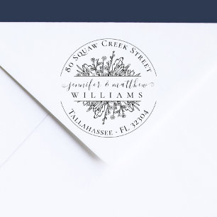 Tampons Encreurs Russe Fleurs sauvages mariés Couple Adresse de ret