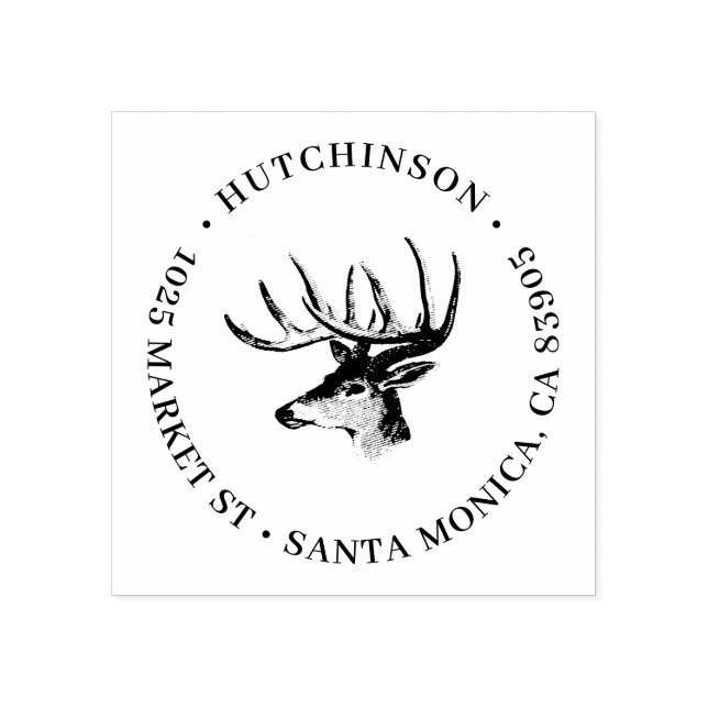 Tampons Encreurs Russe Reindeer Antlers Round Adresse de retour (Impression)