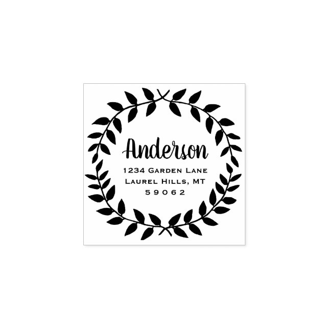 Tampons Encreurs Rustic Country Greenery Nom de famille Adresse de  (Impression)